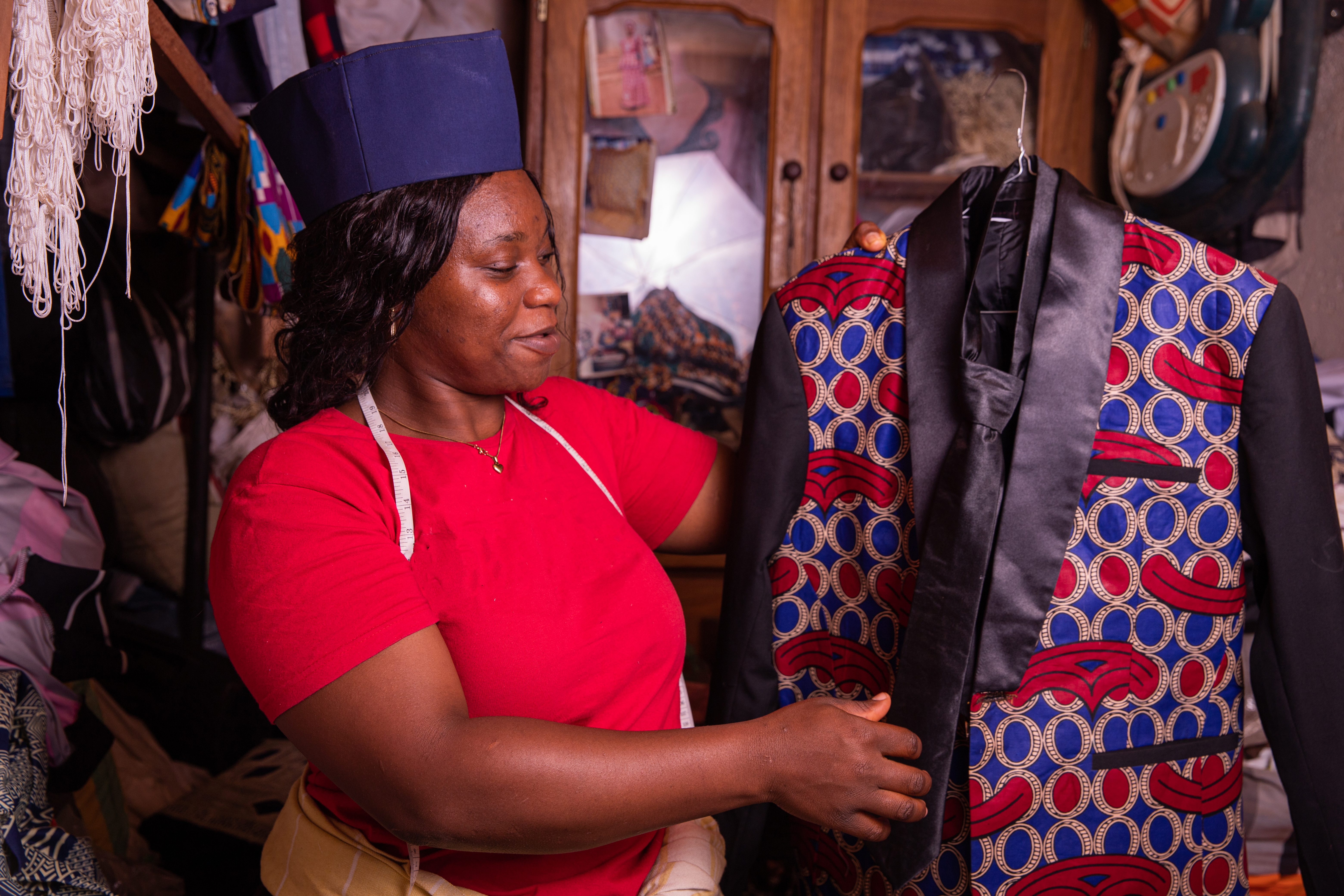 Seamstress in tailoring workshop